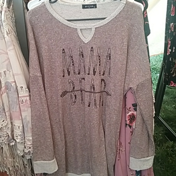 5 ⭐️ rating!🐻Tan mama bear🐻tunic blouse - Picture 3 of 3